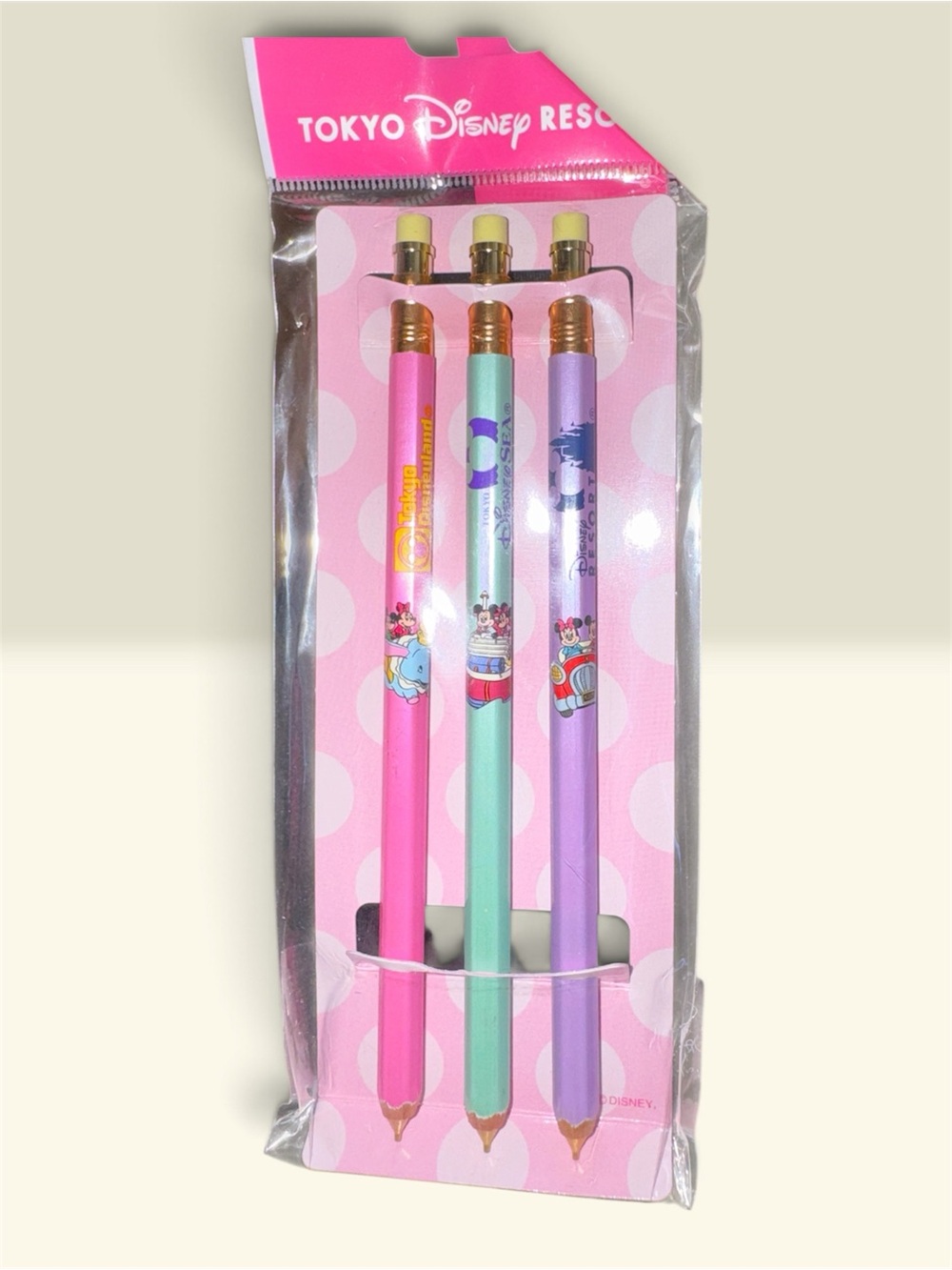 Disney Pastel Character Pencil Trio in Pink, Mint & Lavender